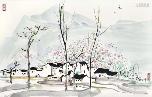 Wu Guanzhong<br />
吴冠中　春到人家 |  Wu Guanzhong, Village ...