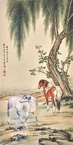 Ma Jin<br />
马晋　柳荫双骏 | Ma Jin, Horses