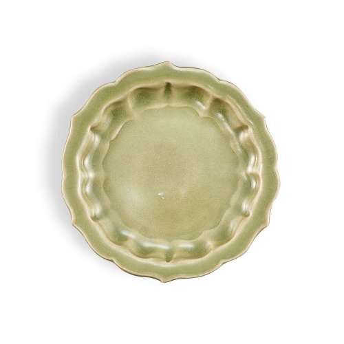 A finely moulded and unusual Yaozhou celadon hexafoil dish, ...