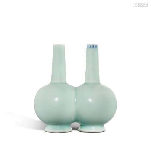 A very rare celadon-glazed double-vase, Mark and period of Y...