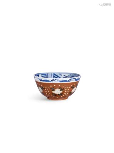 A blue and white and café-au-lait glazed warming bowl, Ming ...