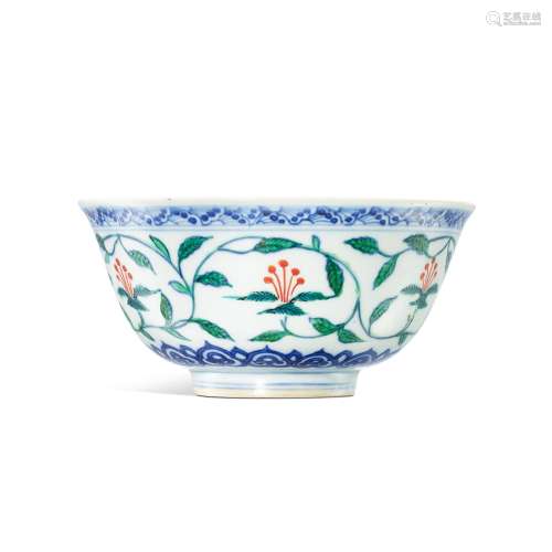 A rare doucai 'floral' bowl, Mark and period of Wanli |  明萬...