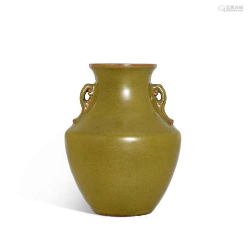 A teadust-glazed handled vase, Seal mark and period of Qianl...