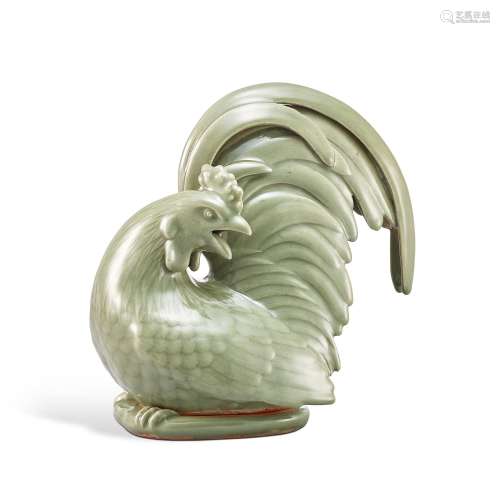 A celadon-glazed 'rooster' incense burner, Qing dynasty, Qia...