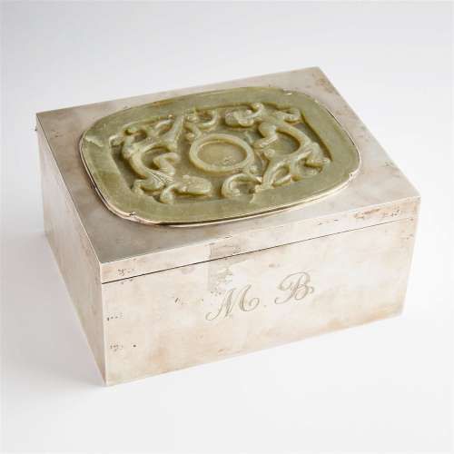 A Celadon Jade 'Chilong' Cup Holder, Ming Dynasty, Later Mo