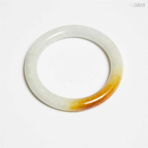 A Red Jadeite Bangle, 19th Century, 晚清 红翡镯, diameter 3....