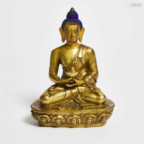 A Gilt Bronze Figure of Medicine Buddha, 19th Century, 十九世...