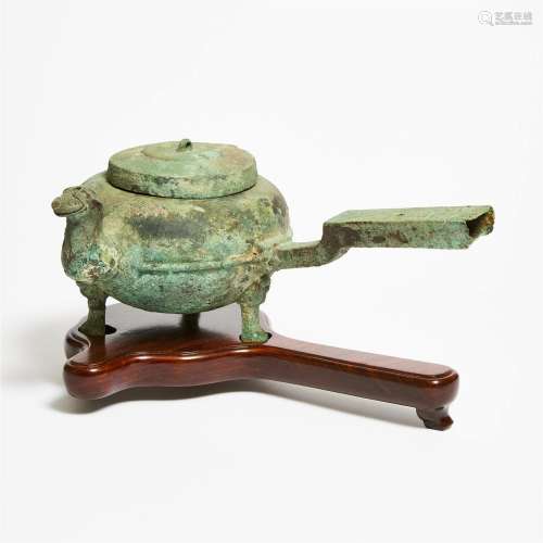 A Bronze Tripod Pouring Vessel, He, Han Dynasty (206 BC-AD