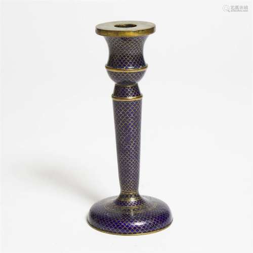 A Chinese Cloisonné Enamel Candlestick, Early 19th Century,
