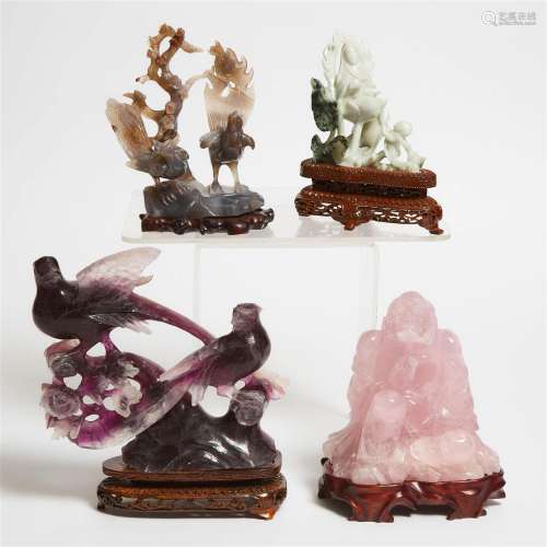 Four Chinese Hardstone Carvings, Mid 20th Century, 建国初期 ...