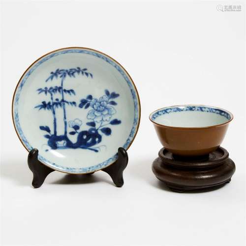 A 'Batavian Bamboo and Peony' Pattern Teabowl and Saucer fr