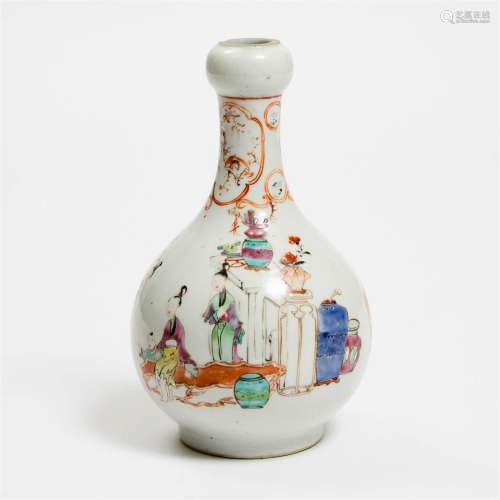 A Chinese Export Famille Rose 'Figural' Garlic-Mouth Vase,