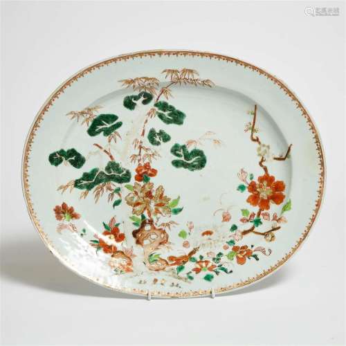 A Large Chinese Export 'Three Friends of Winter' Oval Platt