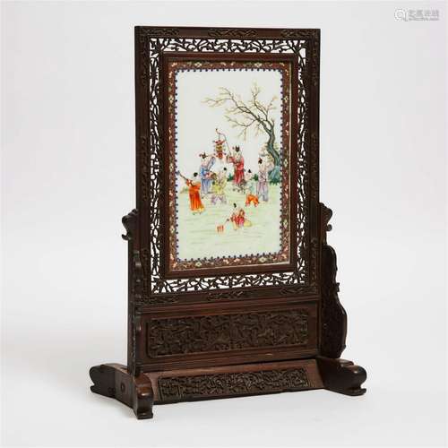 A Famille Rose 'Boys' Table Screen, Republican Period (1912