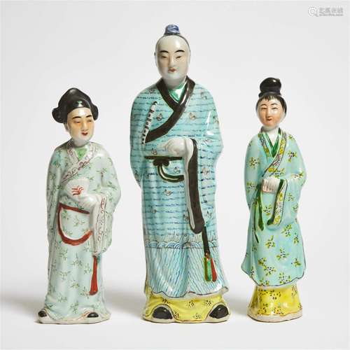 A Group of Three Enameled Porcelain Figures, Republican Per