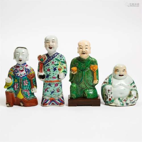 A Group of Four Famille Rose Figures, Late Qing/Republican