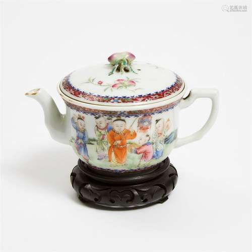 A Famille Rose 'Boys' Teapot, Qianlong Mark, Republican Per