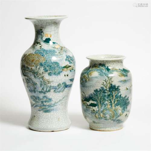 Two Chinese Painted Crackled Vases, Republican Period (1912