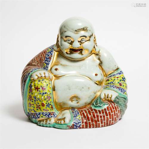 A Famille Rose Porcelain Figure of Budai, Republican Period