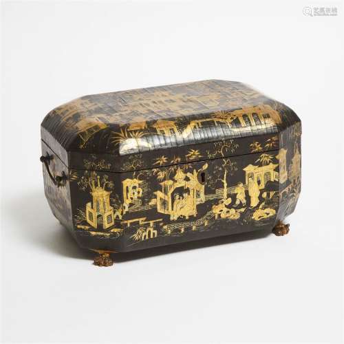 A Chinese Export Gilt Lacquer Tea Caddy, 19th Century, 晚清 ...