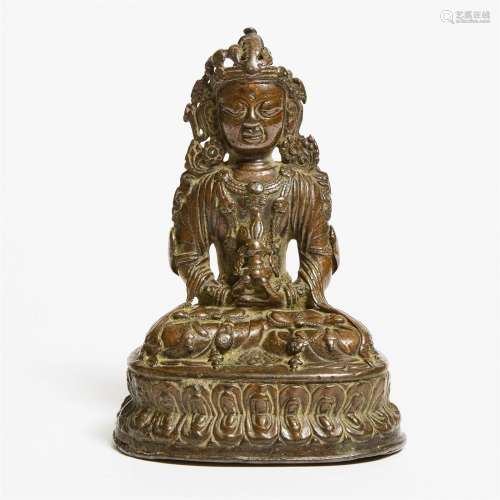 A Copper Alloy Figure of Amitayus, Tibet/Nepal, 14th/15th C