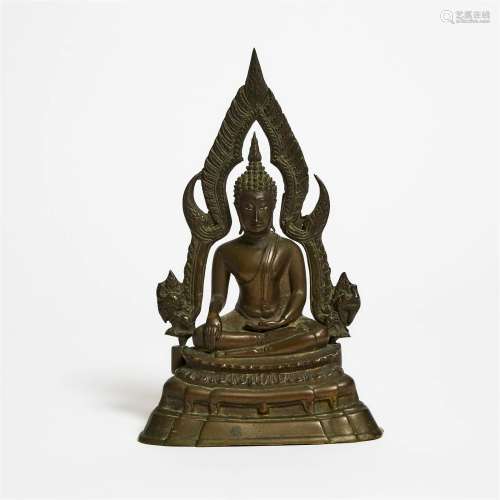 An Ayutthaya-Style Bronze Figure of a Seated Buddha, 19th C