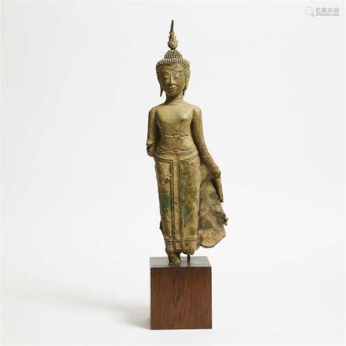 A Thai Bronze Figure of a Standing Buddha, Possibly 19th Ce