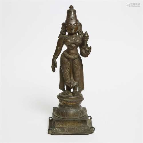 A Large Bronze Standing Figure of Parvati, height 17.3 in —