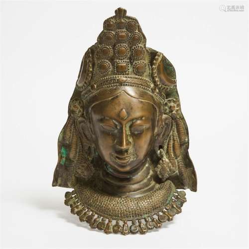 A Large Bronze Shiva Linga Cover, height 13.8 in — 35 cm
