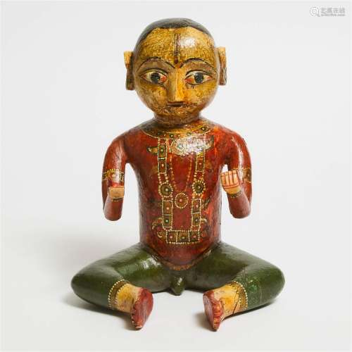 An Indian Polychrome Wood Figure of a Child, Gujarat, 19th