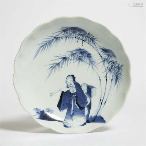 A Japanese Arita Blue and White 'Scholar' Charger, Edo Peri