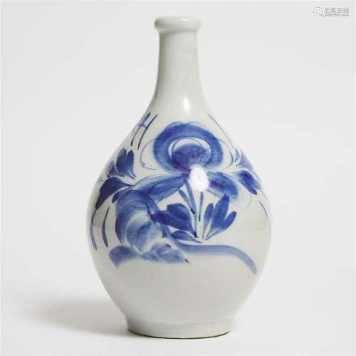 A Japanese Blue and White Tokkuri Sake Flask, 19th Century,