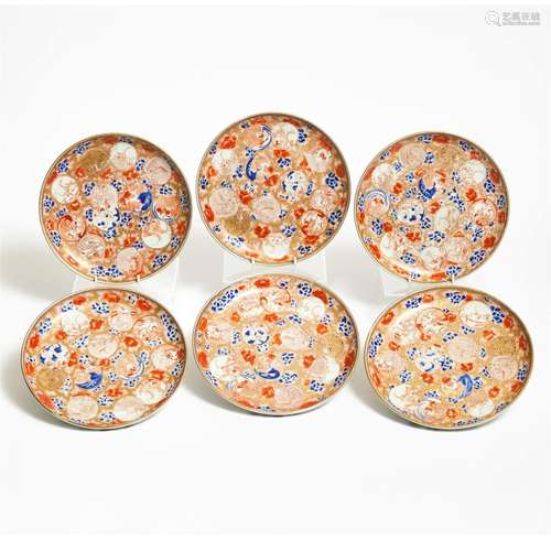 A Set of Six Imari 'Zodiac Animal' Dishes, Edo/Meiji Period