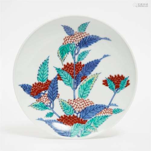 A Japanese Nabeshima 'Mistflowers' Plate, Showa Era (1926-1