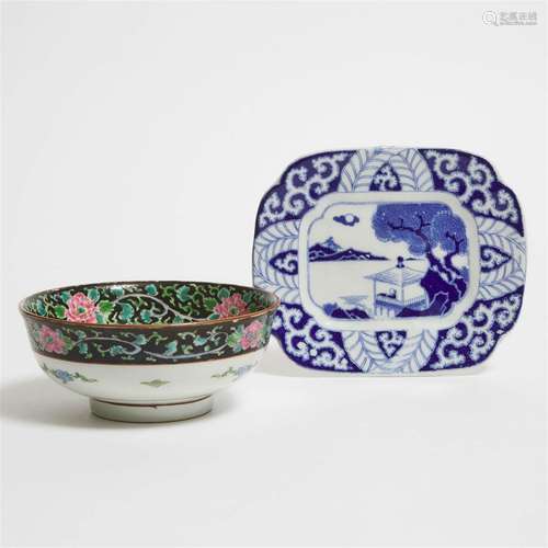 A Japanese Enameled Porcelain Bowl, Together With a Transfe