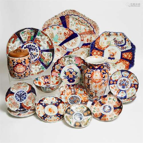 A Group of Fifteen Imari Porcelain Wares, Meiji Period (186