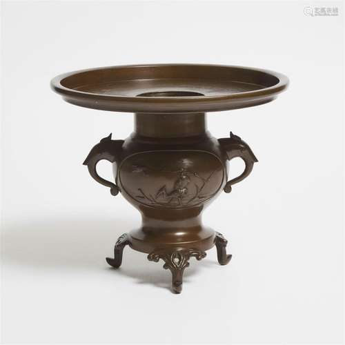 A Japanese Bronze Ikebana/Ikenobo Vase, Meiji Period (1868-