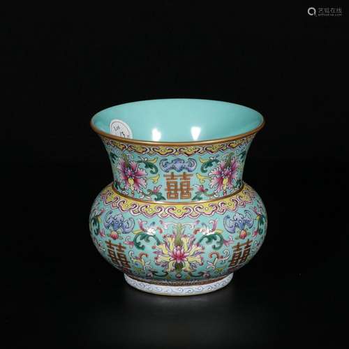 Pastel turquoise green passionflower pattern slag bucket