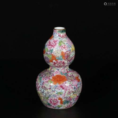 Pastel Hundred Flowers Flower Pattern Gourd Vase