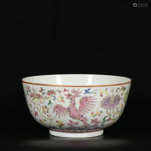 Pastel twig flower Kui phoenix pattern bowl