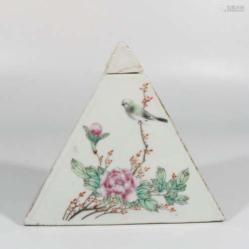 Pastel Flower and Bird Triangle Jar