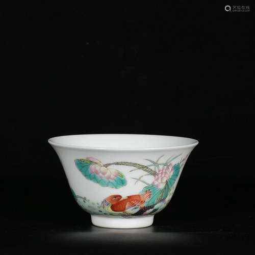 Pastel Lotus Lotus Mandarin Duck Poetry Bowl