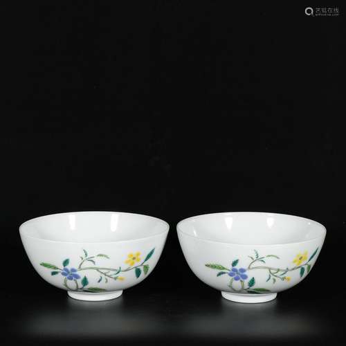 Pair of pastel floral pattern bowls