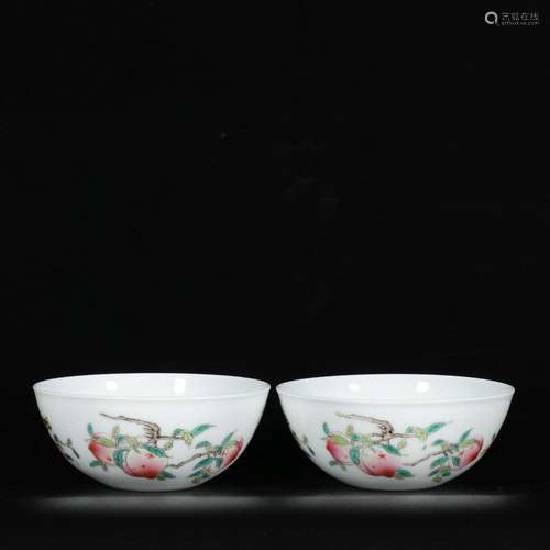 A Pair of Pastel Cups with Three Multi-pattern Patterns