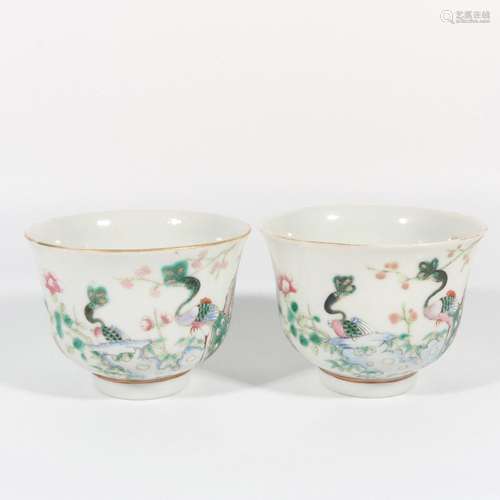 Pair of Pastel Peacock Bowls