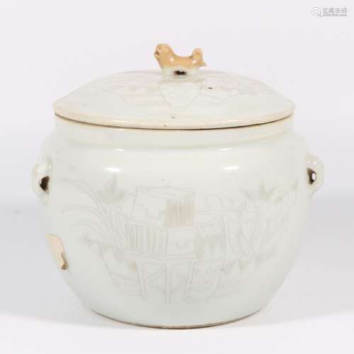 Engraved Porcelain Bogus Jar