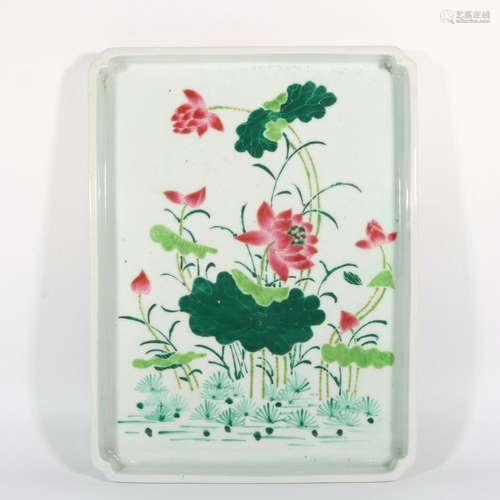 Pastel lotus leaf pattern square plate