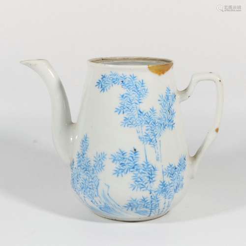 Blue colored bamboo teapot