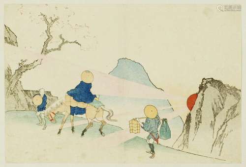 École de Hokusai, XIXe siècle
Double page d'album, Voya