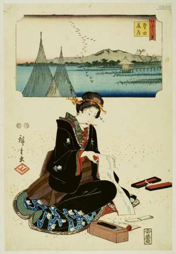 Utagawa Hiroshige (1797-1858)
Deux oban tate-e de la sé